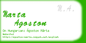 marta agoston business card